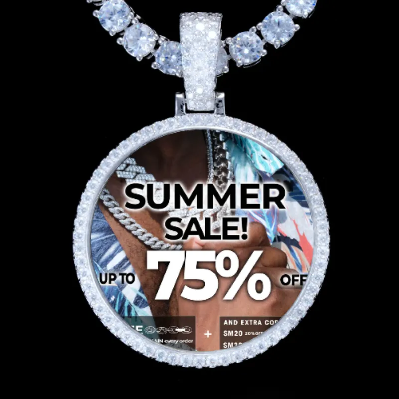 925S & VVS Moissanite 3D Circle Custom Picture Pendant made by The GUU Shop