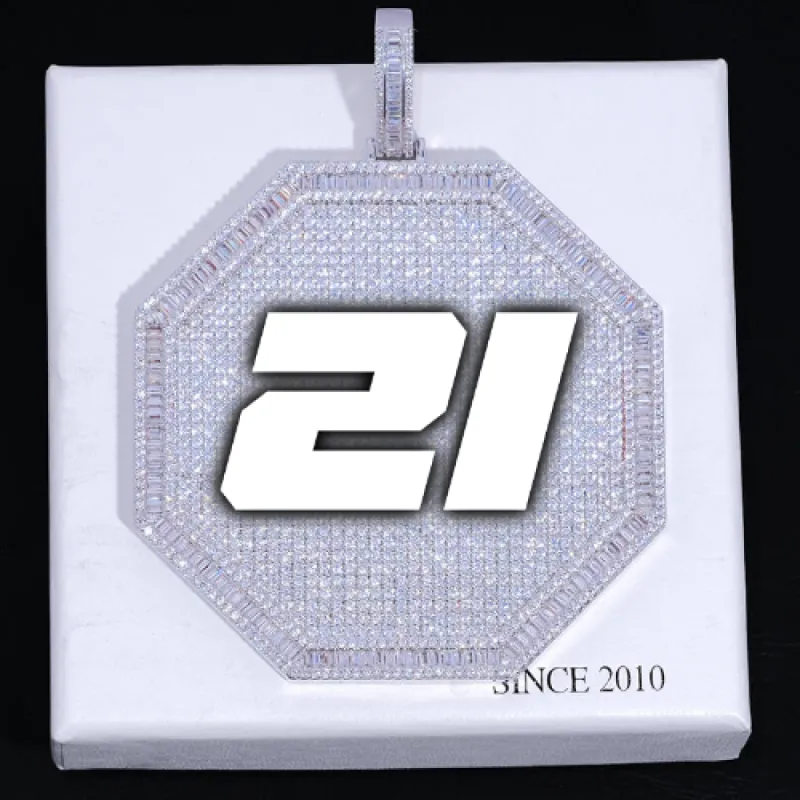 CUSTOM LETTER NECKLACE 3D BIG OCTAGON sold by The GUU Shop