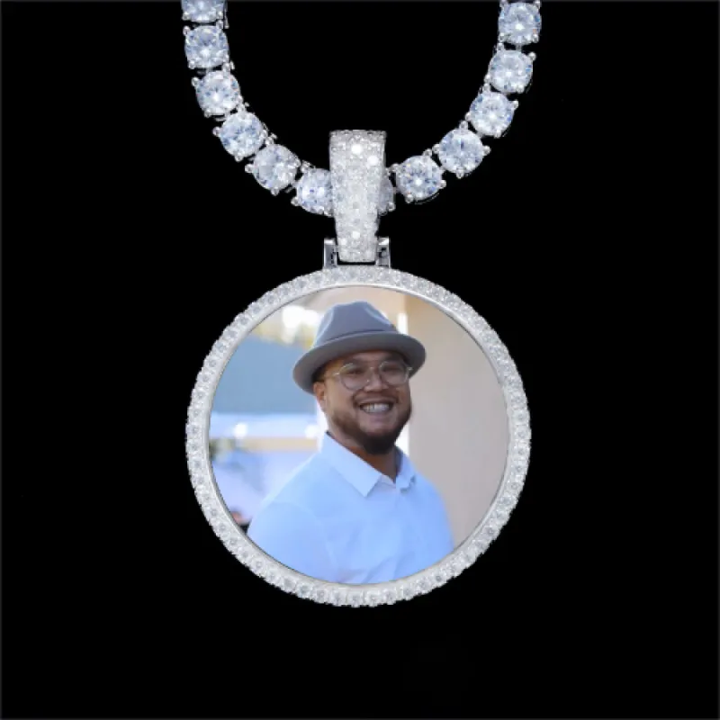 925S & VVS Moissanite 3D Circle Custom Picture Pendant sold by The GUU Shop