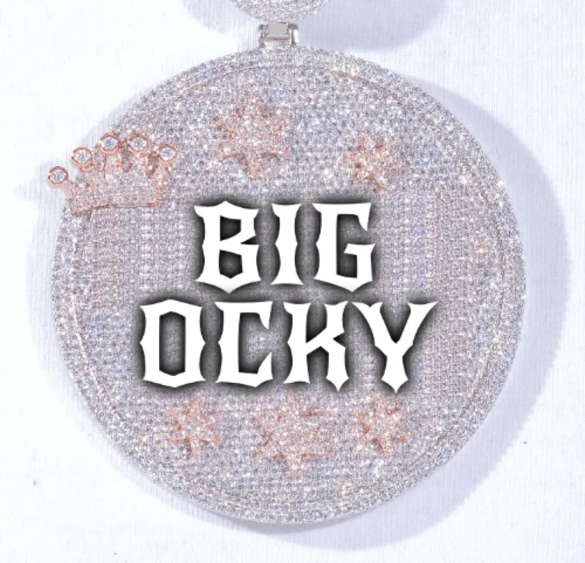 CUSTOM LETTER NECKLACE 3D BIG CROWN DISC sold by The GUU Shop