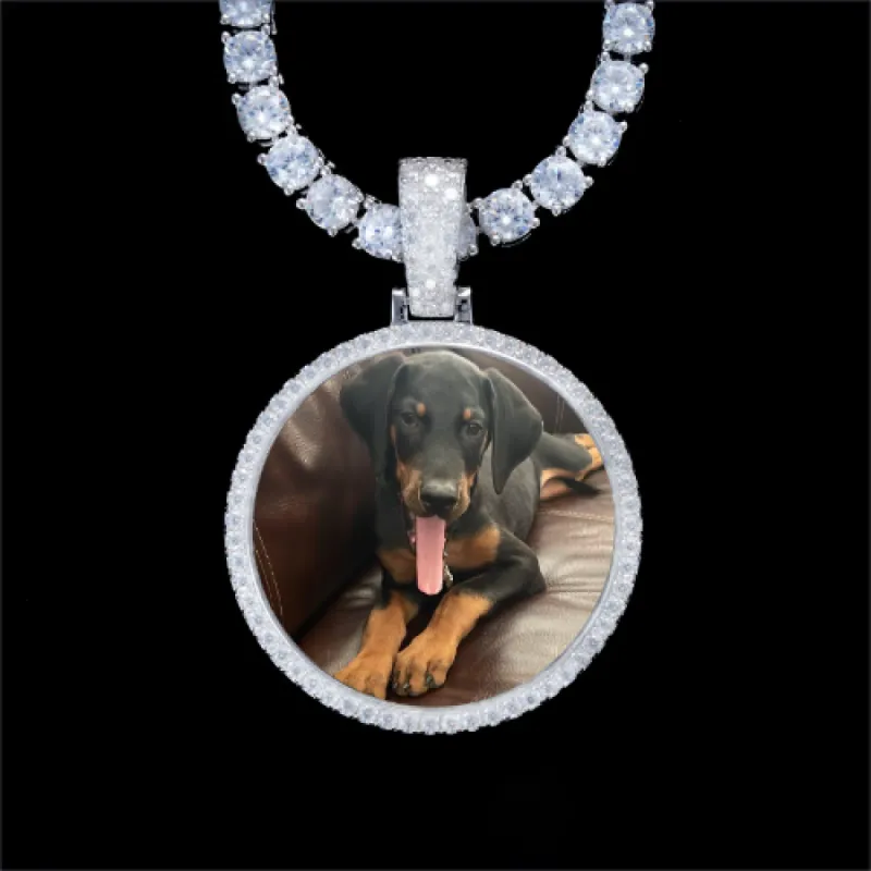 925S & VVS Moissanite 3D Circle Custom Picture Pendant sold by The GUU Shop