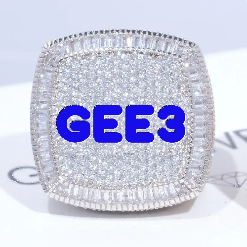 CUSTOM LETTER 3D ICED RING sold by The GUU Shop