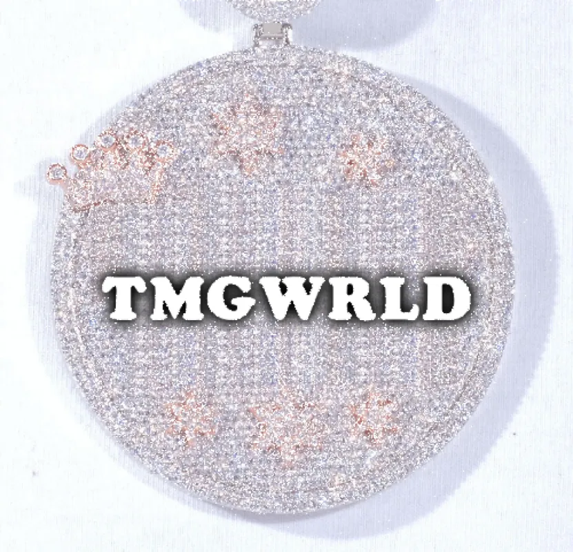 CUSTOM LETTER NECKLACE 3D BIG CROWN DISC sold by The GUU Shop