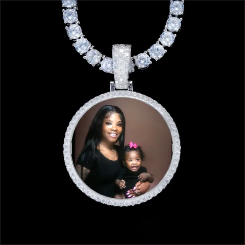 925S & VVS Moissanite 3D Circle Custom Picture Pendant sold by The GUU Shop