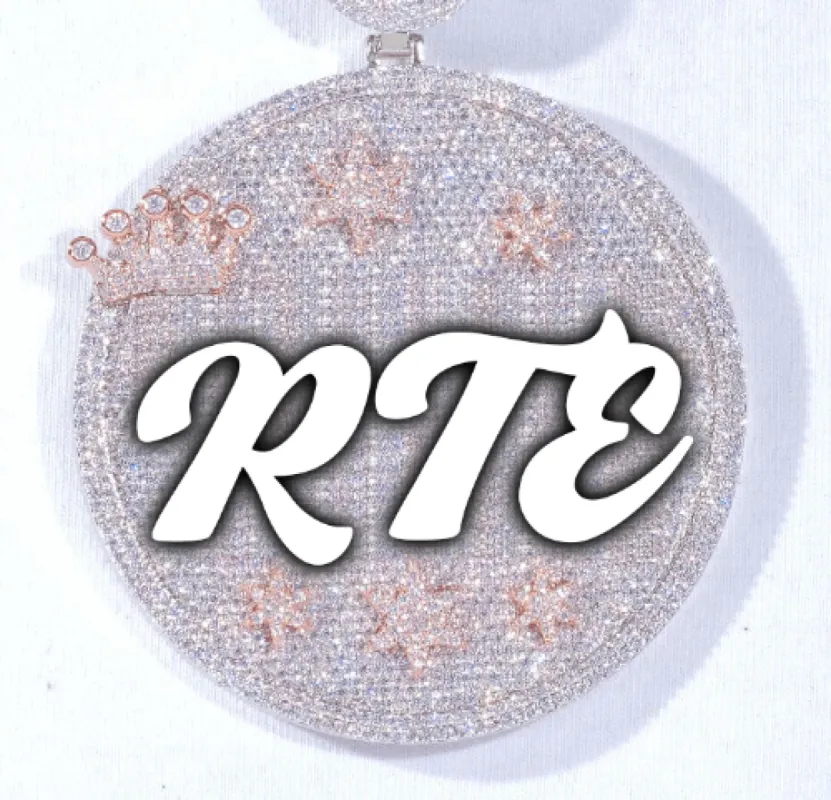 CUSTOM LETTER NECKLACE 3D BIG CROWN DISC sold by The GUU Shop