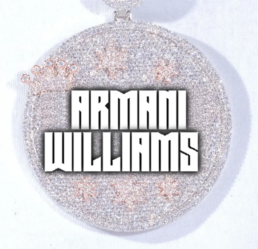 CUSTOM LETTER NECKLACE 3D BIG CROWN DISC sold by The GUU Shop