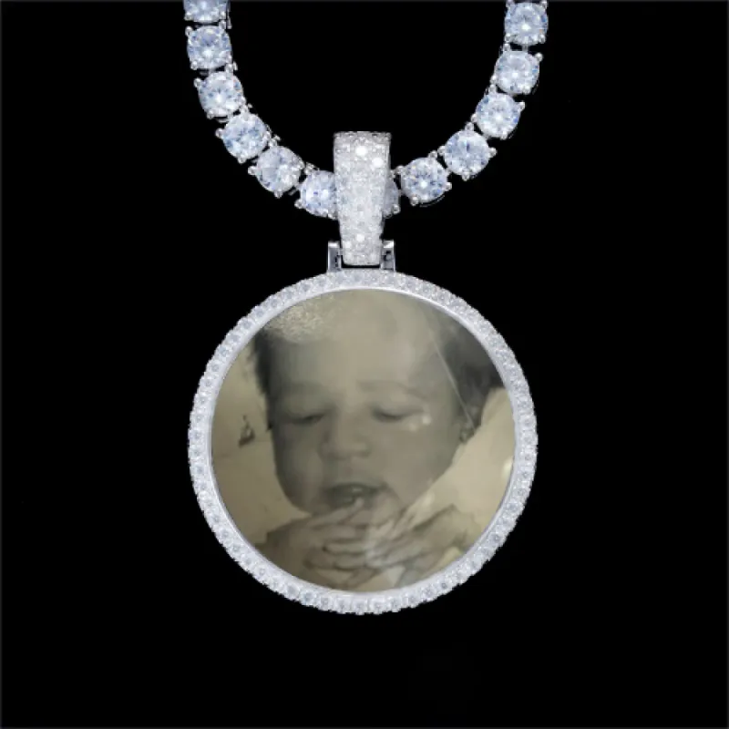 925S & VVS Moissanite 3D Circle Custom Picture Pendant sold by The GUU Shop