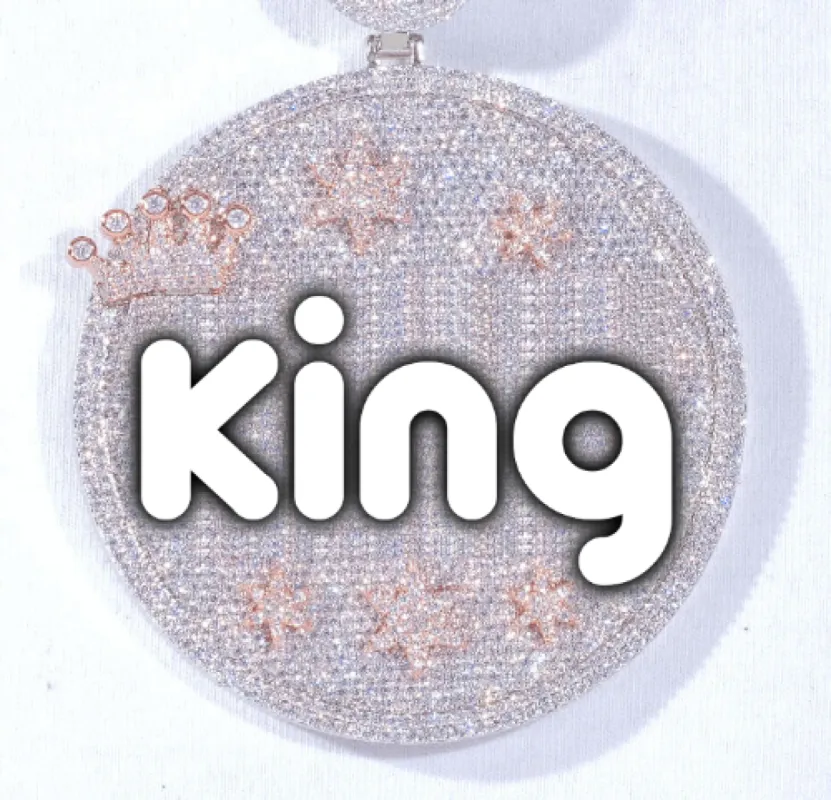 CUSTOM LETTER NECKLACE 3D BIG CROWN DISC sold by The GUU Shop