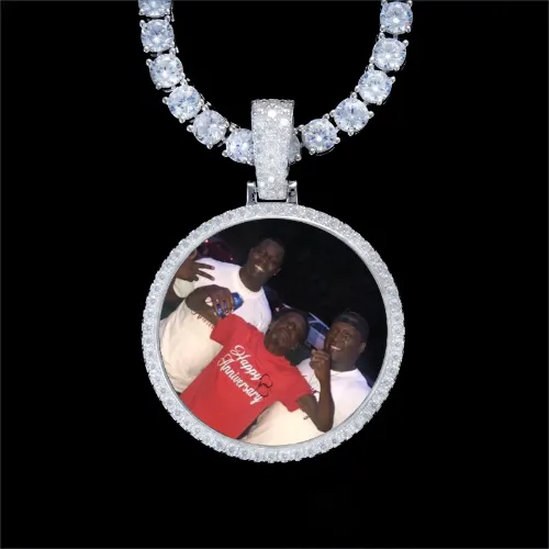 925S & VVS Moissanite 3D Circle Custom Picture Pendant sold by The GUU Shop