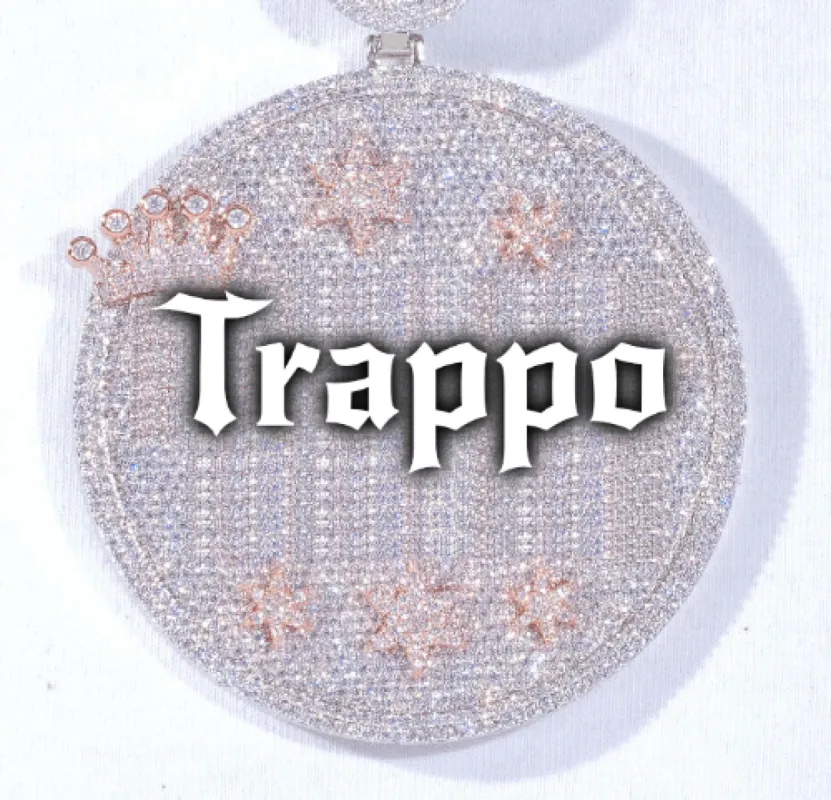 CUSTOM LETTER NECKLACE 3D BIG CROWN DISC sold by The GUU Shop