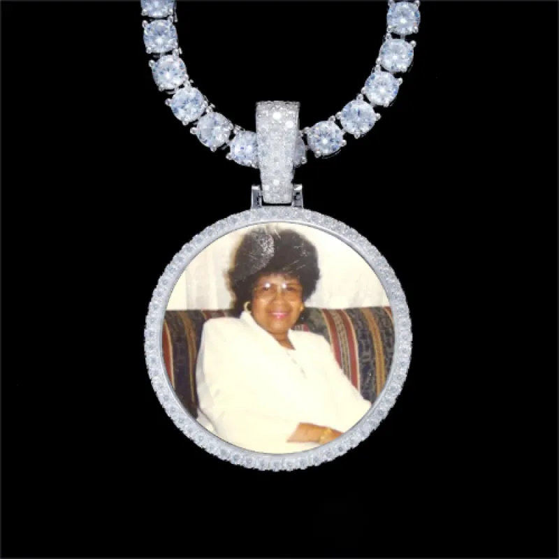 925S & VVS Moissanite 3D Circle Custom Picture Pendant sold by The GUU Shop