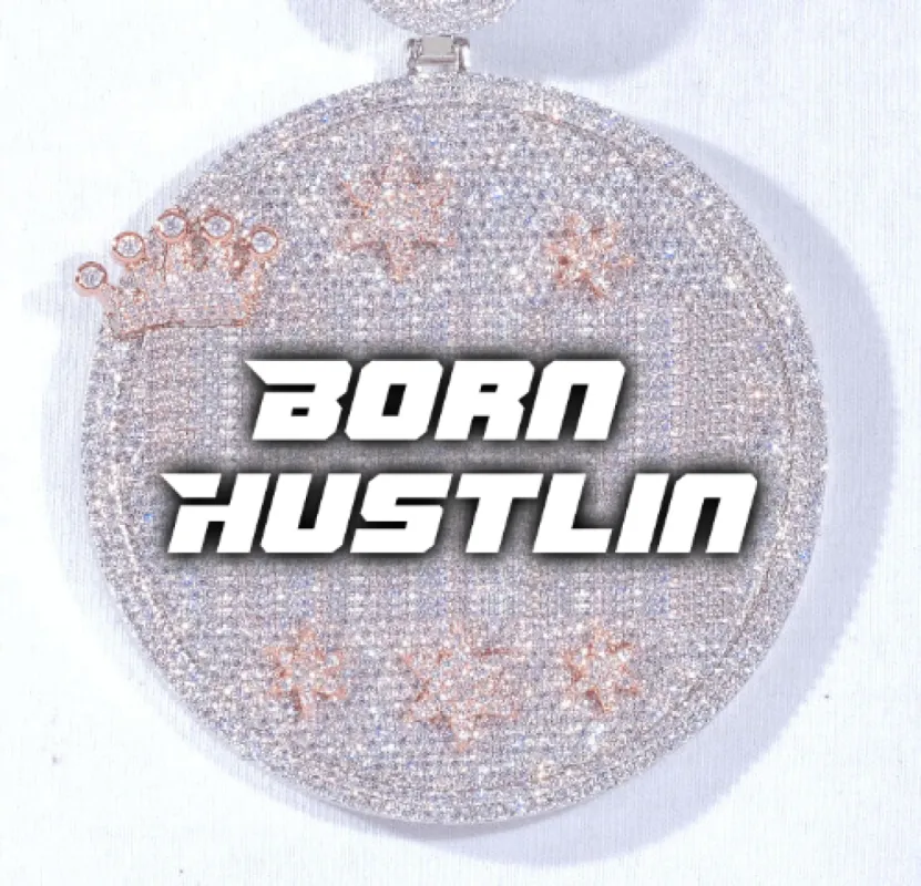 CUSTOM LETTER NECKLACE 3D BIG CROWN DISC sold by The GUU Shop