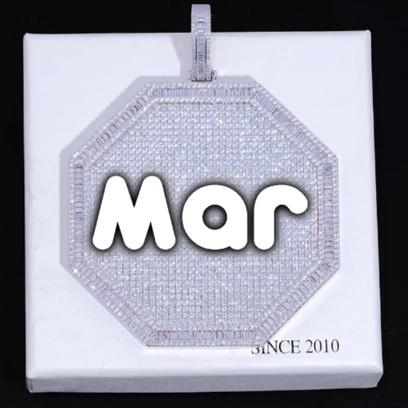 CUSTOM LETTER NECKLACE 3D BIG OCTAGON sold by The GUU Shop