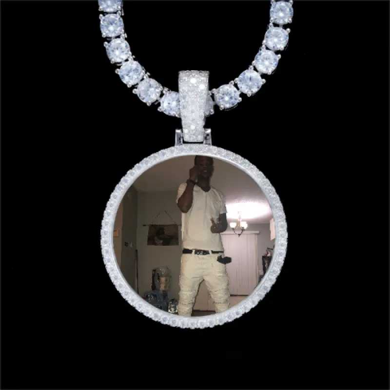 925S & VVS Moissanite 3D Circle Custom Picture Pendant sold by The GUU Shop