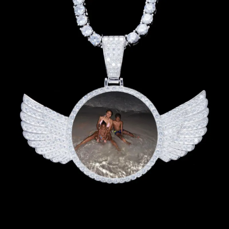 925S & VVS Moissanite 3D Wing Custom Picture Pendant sold by The GUU Shop