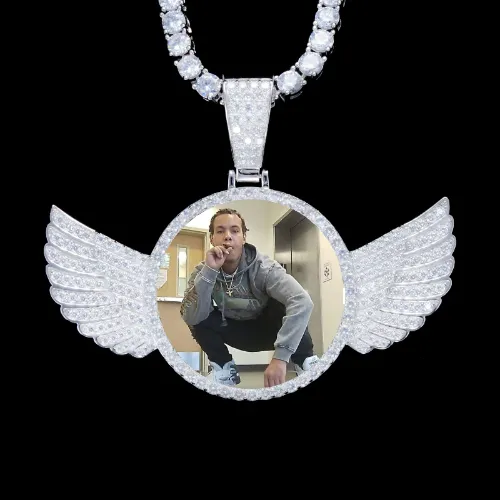 925S & VVS Moissanite 3D Wing Custom Picture Pendant sold by The GUU Shop