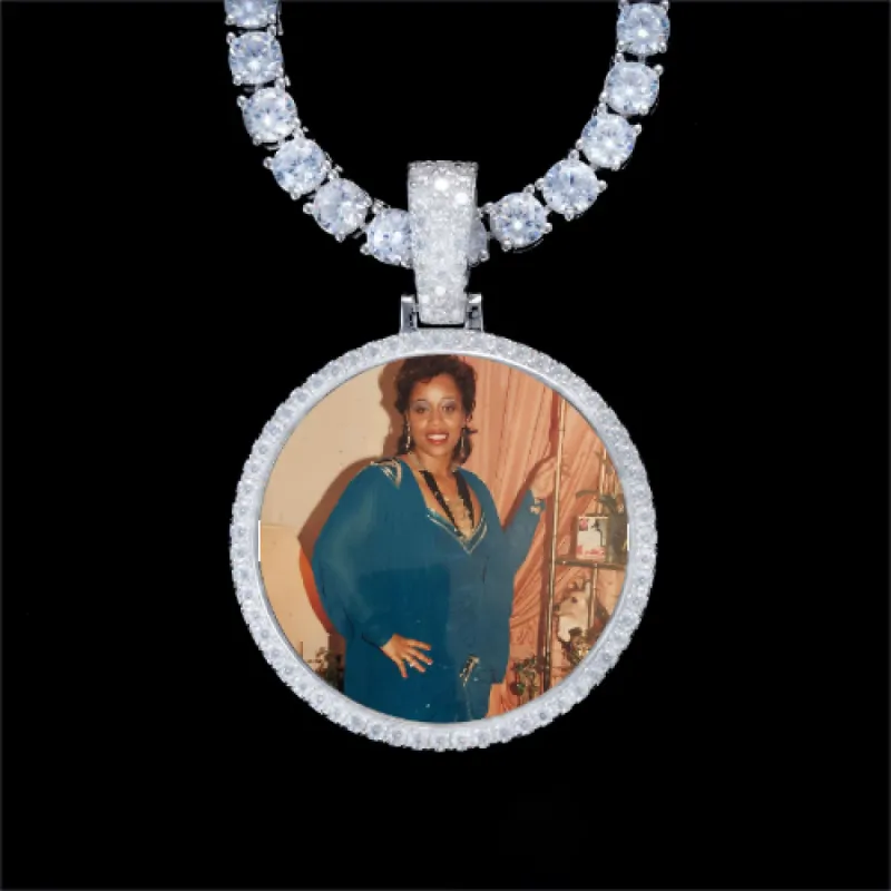 925S & VVS Moissanite 3D Circle Custom Picture Pendant sold by The GUU Shop