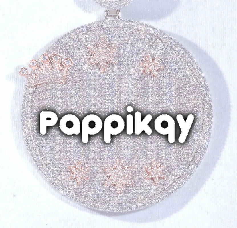 CUSTOM LETTER NECKLACE 3D BIG CROWN DISC sold by The GUU Shop