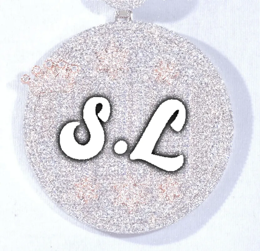 CUSTOM LETTER NECKLACE 3D BIG CROWN DISC sold by The GUU Shop