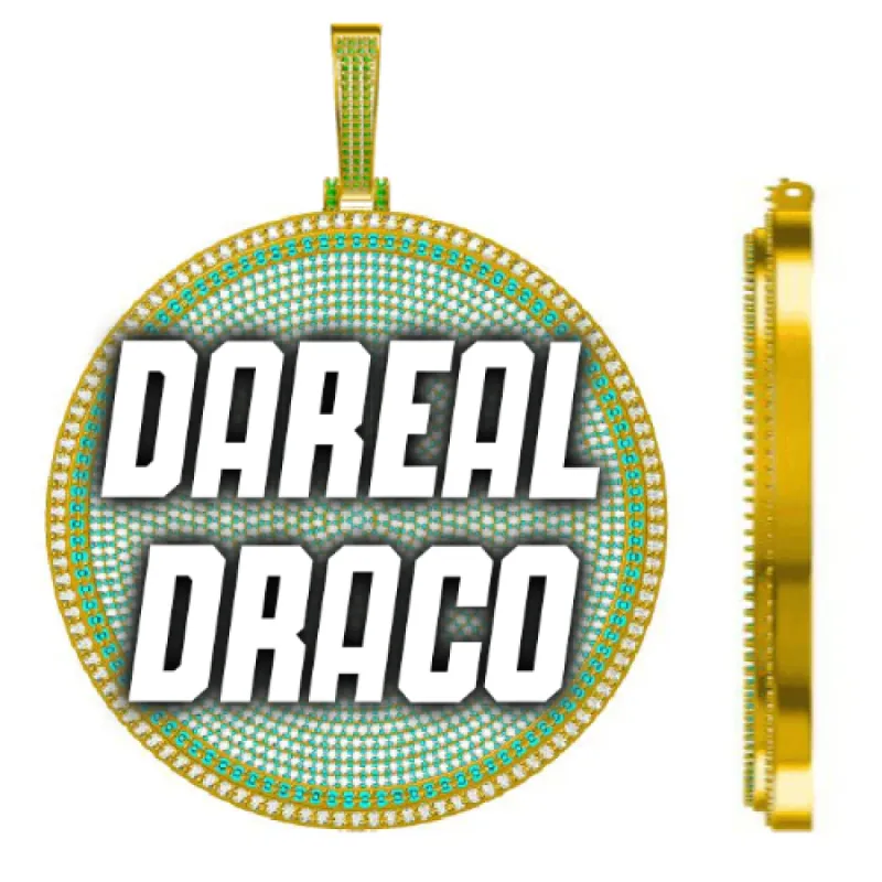 CUSTOM LETTER NECKLACE 3D BIG DISC sold by The GUU Shop