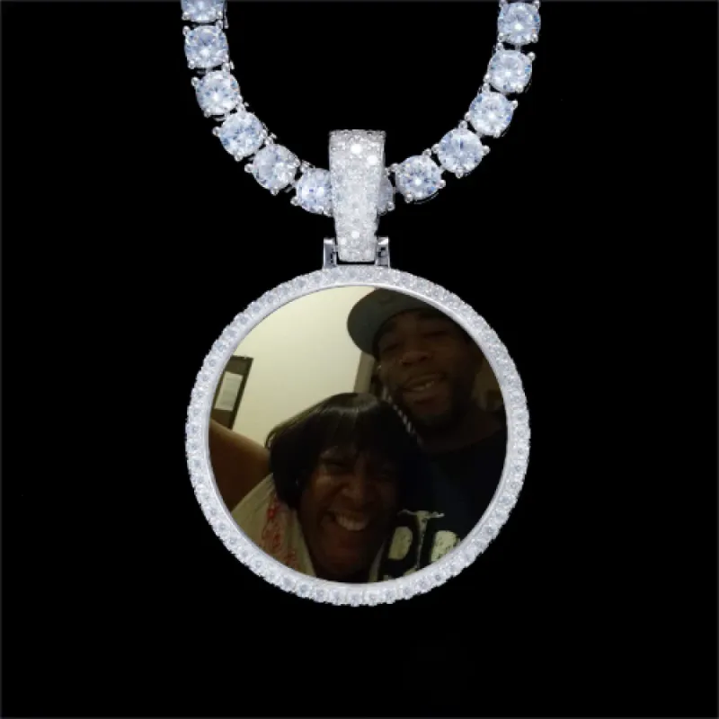 925S & VVS Moissanite 3D Circle Custom Picture Pendant sold by The GUU Shop