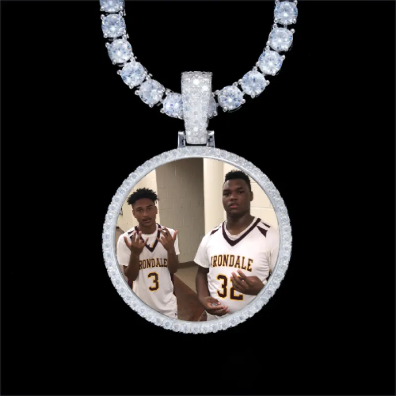 925S & VVS Moissanite 3D Circle Custom Picture Pendant sold by The GUU Shop