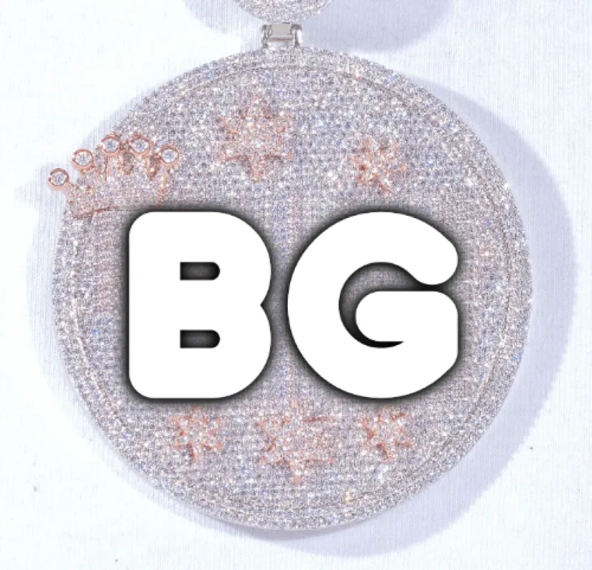 CUSTOM LETTER NECKLACE 3D BIG CROWN DISC sold by The GUU Shop