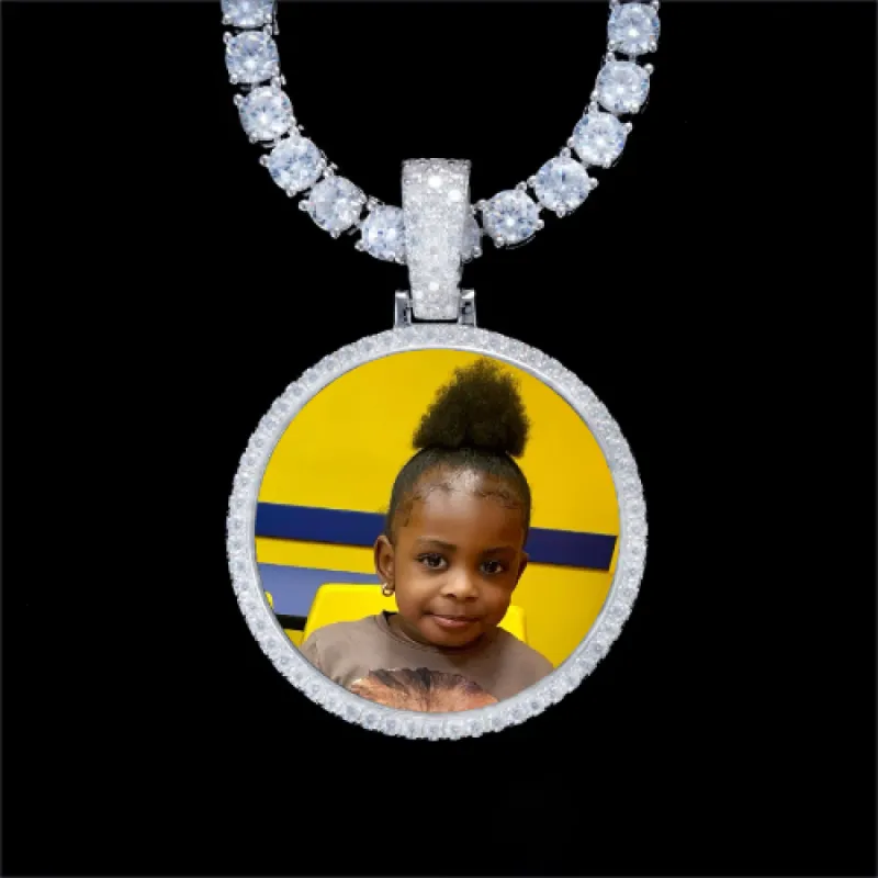 925S & VVS Moissanite 3D Circle Custom Picture Pendant sold by The GUU Shop