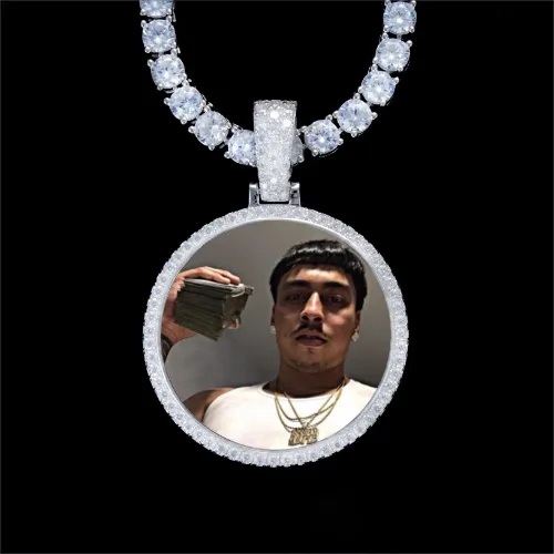 925S & VVS Moissanite 3D Circle Custom Picture Pendant sold by The GUU Shop