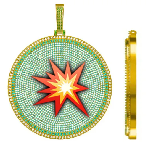 CUSTOM LETTER NECKLACE 3D BIG DISC sold by The GUU Shop