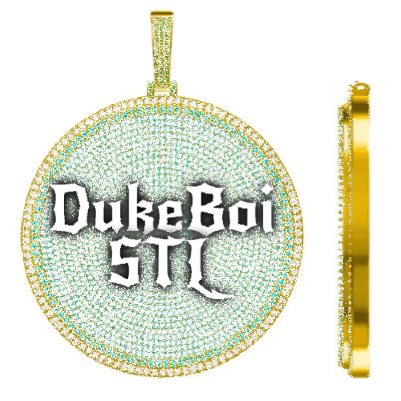 CUSTOM LETTER NECKLACE 3D BIG DISC sold by The GUU Shop