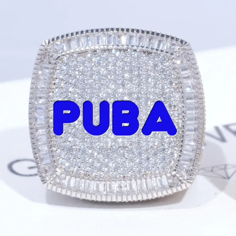 CUSTOM LETTER 3D ICED RING sold by The GUU Shop