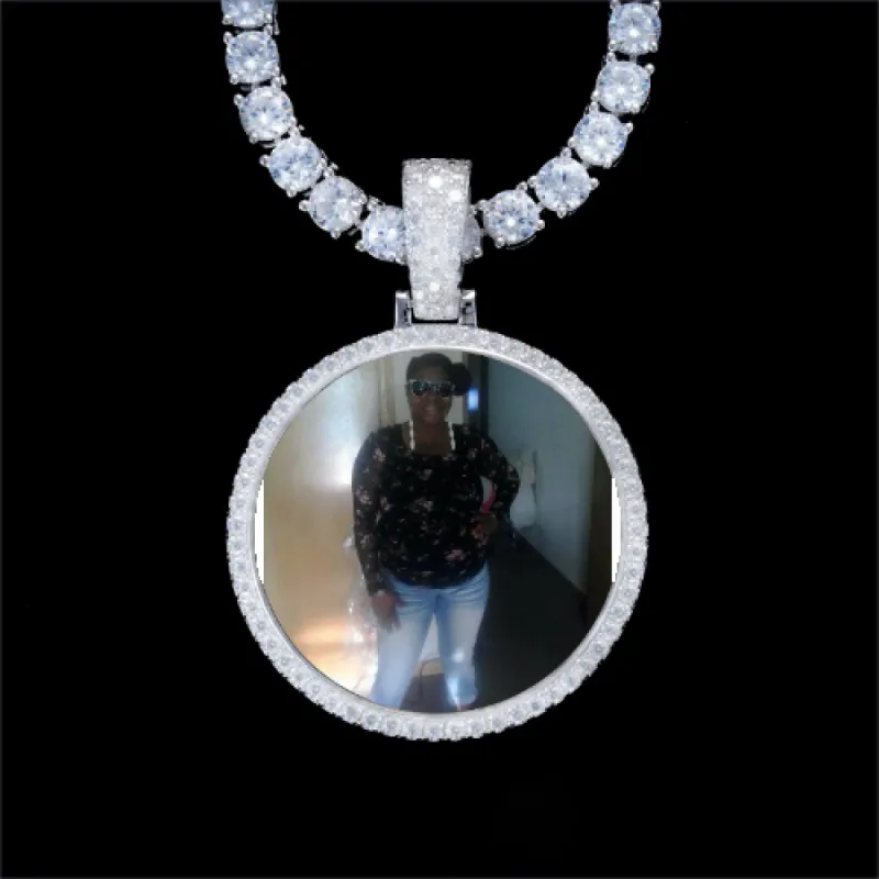 925S & VVS Moissanite 3D Circle Custom Picture Pendant sold by The GUU Shop
