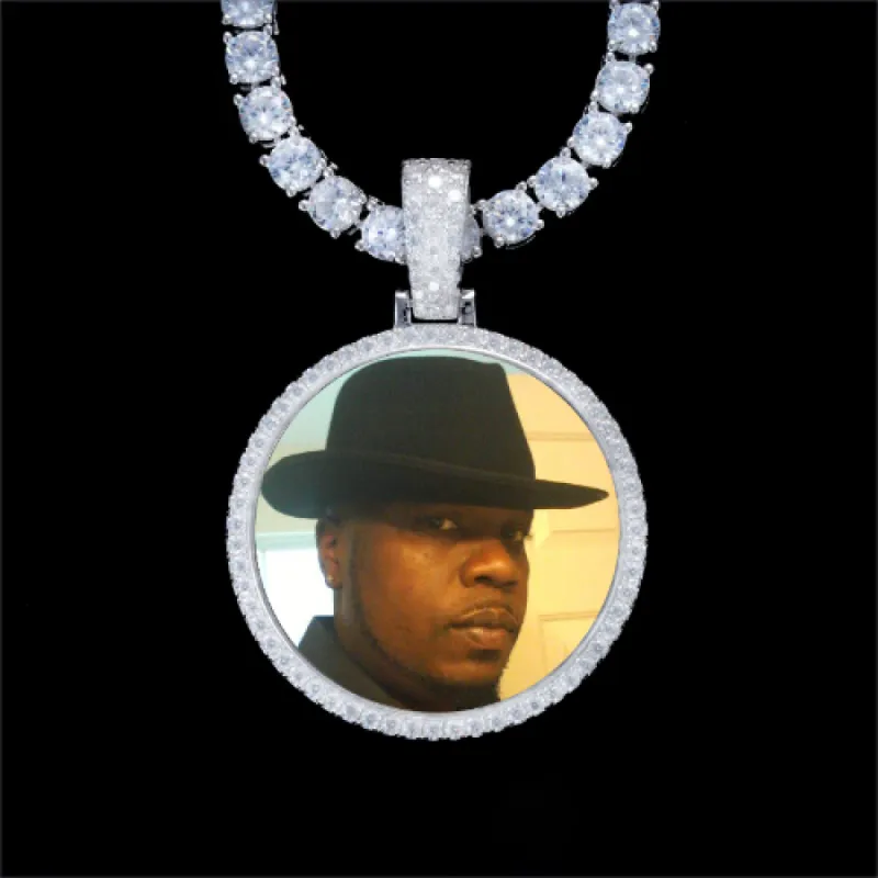 925S & VVS Moissanite 3D Circle Custom Picture Pendant sold by The GUU Shop