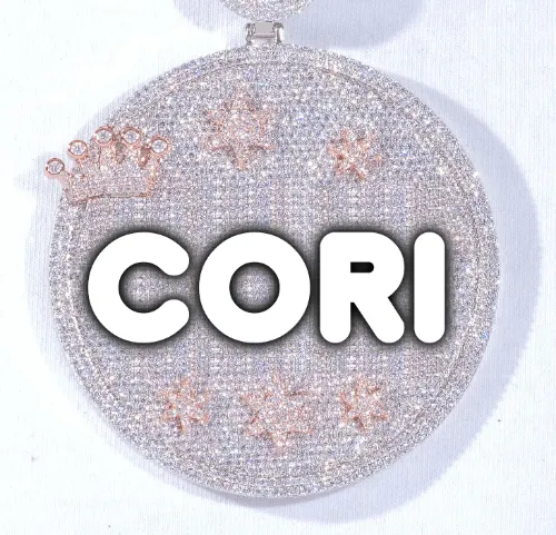 CUSTOM LETTER NECKLACE 3D BIG CROWN DISC sold by The GUU Shop