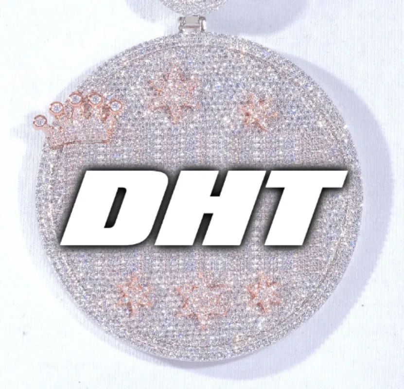 CUSTOM LETTER NECKLACE 3D BIG CROWN DISC sold by The GUU Shop