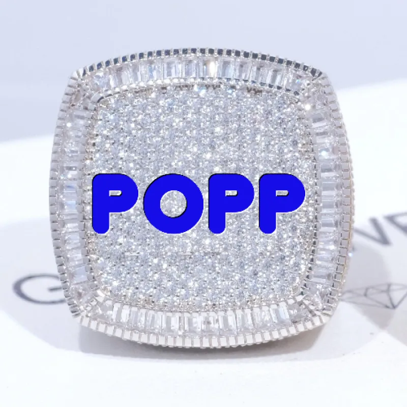 CUSTOM LETTER 3D ICED RING sold by The GUU Shop