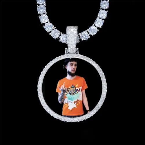 925S & VVS Moissanite 3D Circle Custom Picture Pendant sold by The GUU Shop