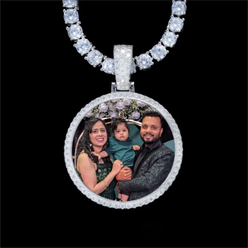925S & VVS Moissanite 3D Circle Custom Picture Pendant sold by The GUU Shop