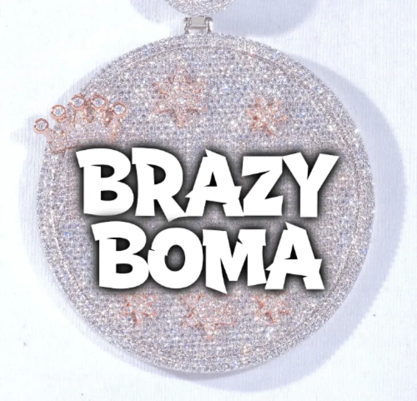 CUSTOM LETTER NECKLACE 3D BIG CROWN DISC sold by The GUU Shop