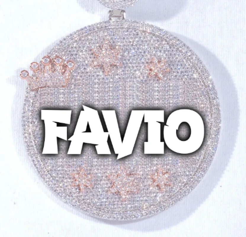 CUSTOM LETTER NECKLACE 3D BIG CROWN DISC sold by The GUU Shop