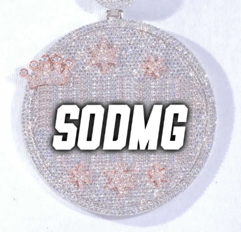 CUSTOM LETTER NECKLACE 3D BIG CROWN DISC sold by The GUU Shop