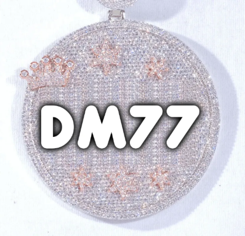 CUSTOM LETTER NECKLACE 3D BIG CROWN DISC sold by The GUU Shop