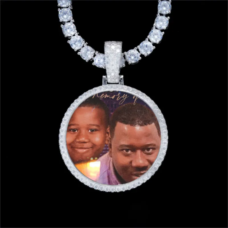 925S & VVS Moissanite 3D Circle Custom Picture Pendant made by The GUU Shop