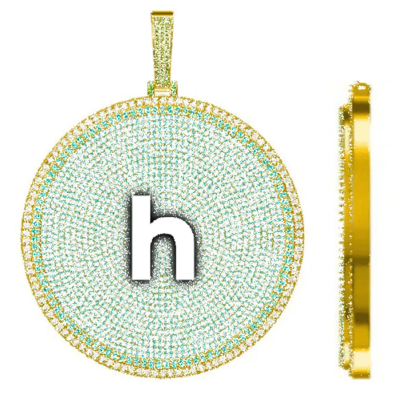 CUSTOM LETTER NECKLACE 3D BIG DISC sold by The GUU Shop