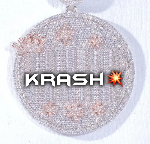 CUSTOM LETTER NECKLACE 3D BIG CROWN DISC sold by The GUU Shop