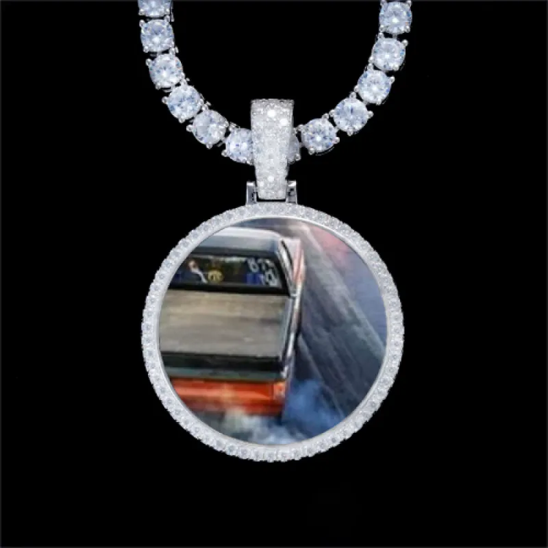925S & VVS Moissanite 3D Circle Custom Picture Pendant sold by The GUU Shop