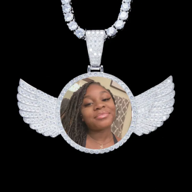 925S & VVS Moissanite 3D Wing Custom Picture Pendant sold by The GUU Shop