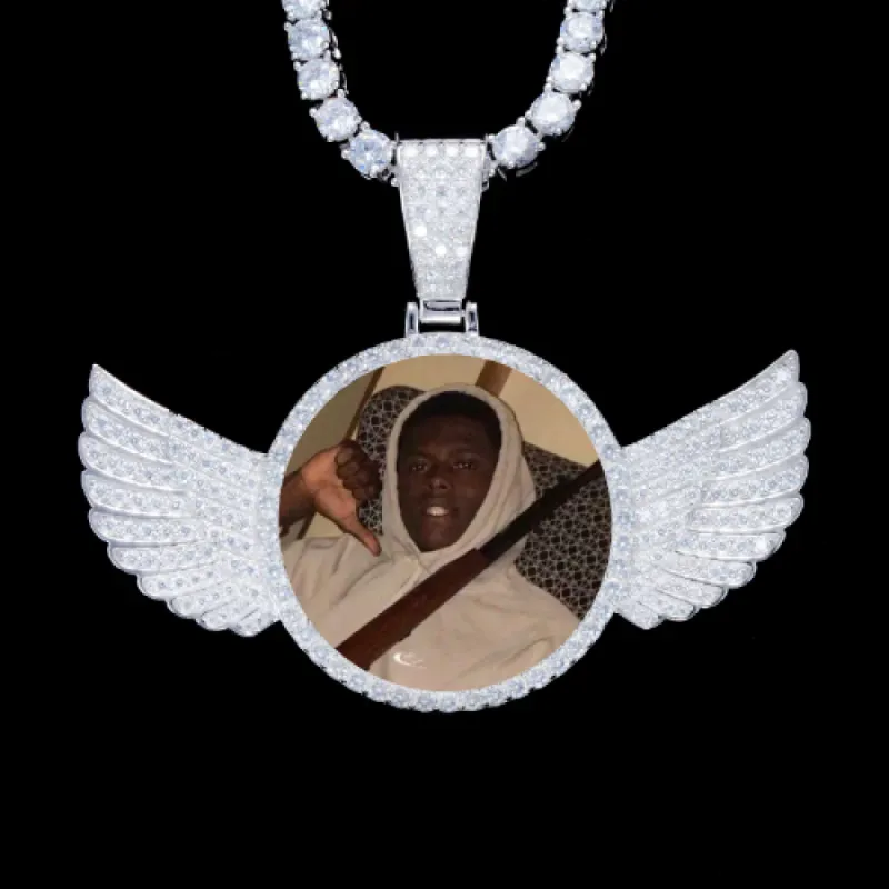 925S & VVS Moissanite 3D Wing Custom Picture Pendant sold by The GUU Shop