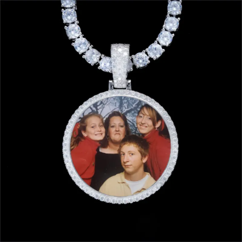 925S & VVS Moissanite 3D Circle Custom Picture Pendant sold by The GUU Shop